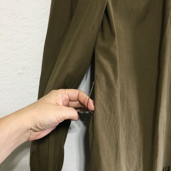 Rebecca Taylor NWT Womens 6 Knee Length Puff Sleeve Dress Dark Olive - Picture 14 of 15